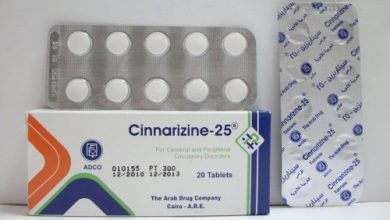 سيناريزين لعلاج قصور الدورة الدموية وتصلب الشرايين Cinnarizine